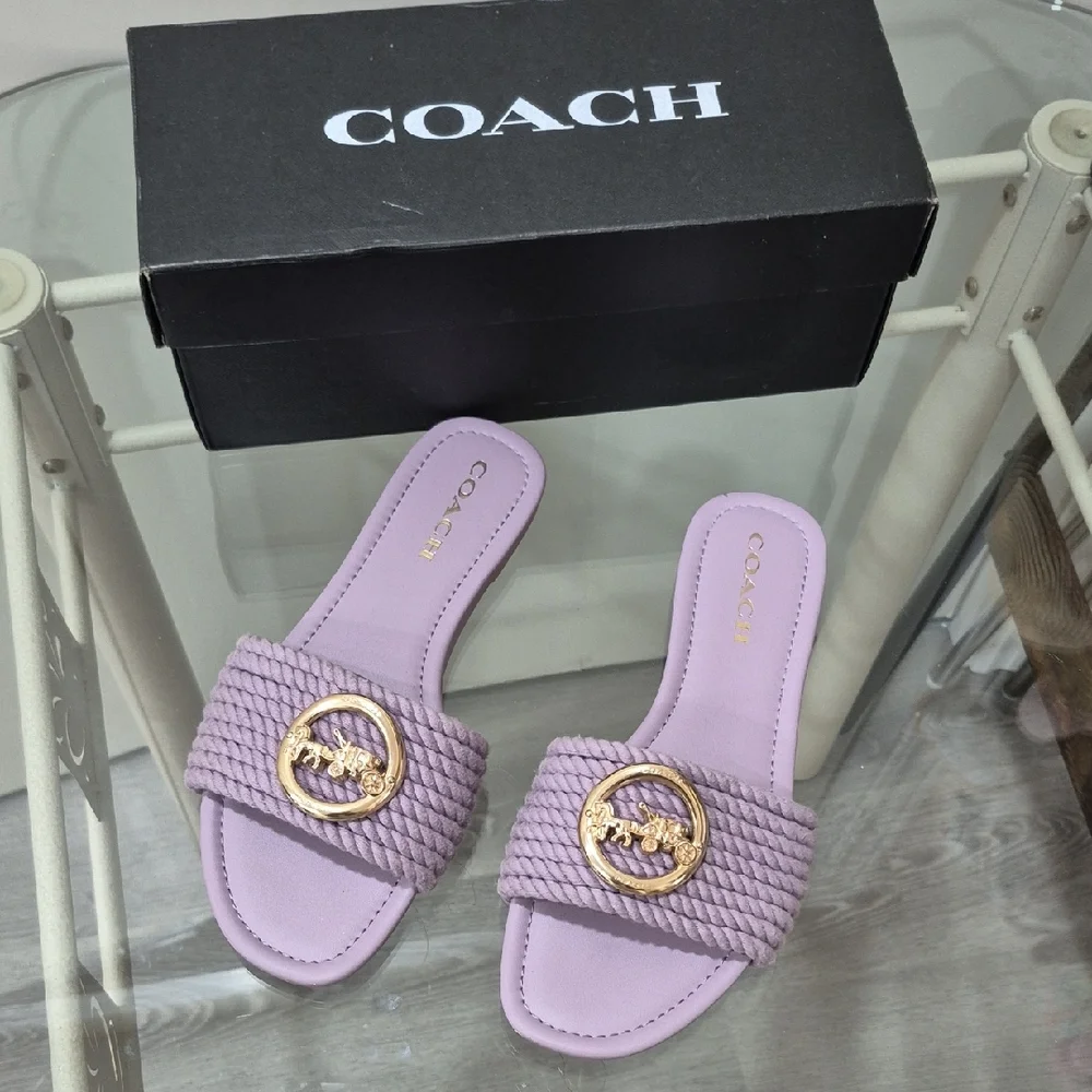 Coach Women's Purple Slide Sandals - Picture 2 of 10